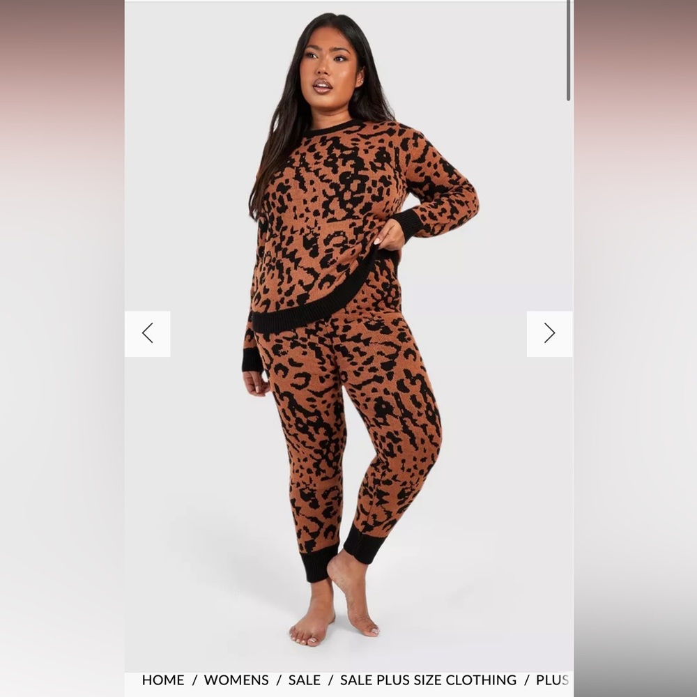 2pc leopard lounge set boohoo NWT